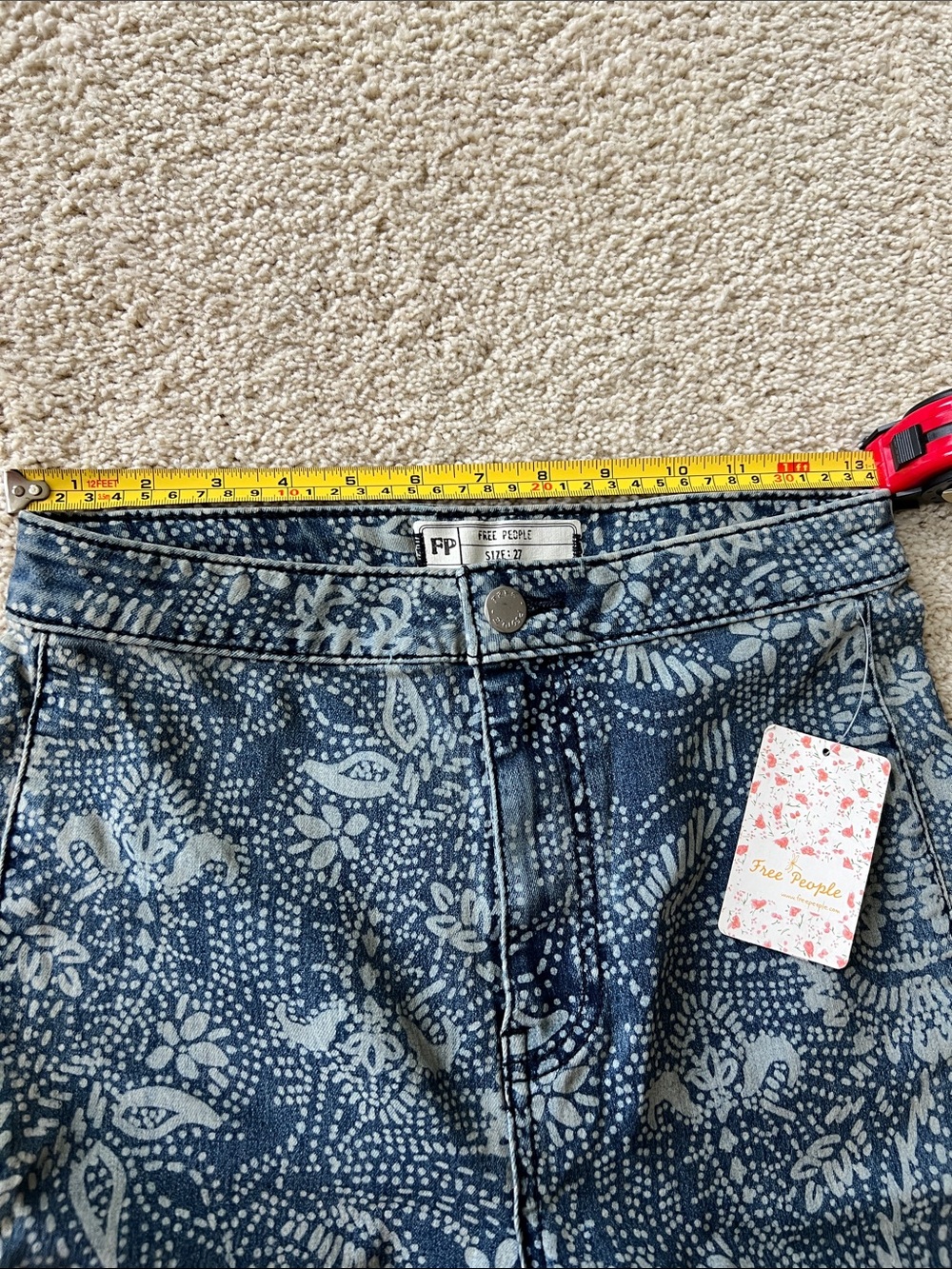 Free People Rich Blue Floral Print Jeans - Picture 6 of 8